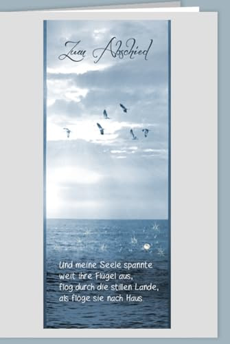 Trauerkarte, Karte zum Trost, Beileid, Kondolenz, Abschied, Vögel, Glitzer, Meer