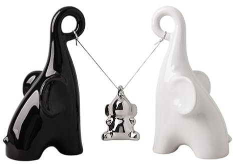Elefantes Decoracion Figuras,Estatua Moderna de cerámica,Elefante de la Buena Suerte,para estanterías,Salas de Estar,oficinas,mesas.Regalo para los Amantes de los Elefantes (Familia de Tres Elefantes)