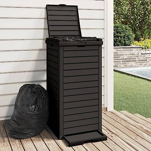 Tidyard Poubelle d'extérieur Noir 41x41x86 cm polypropylène, Poubelle Cache Conteneur avec Couvercle pour Jardin, Pelouse, Terrasse, Extérieur