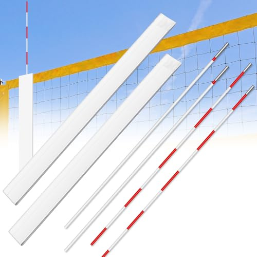 Shappy 4 Pcs Volleyball Antenna Set with Sleeve Volleyball Net Collapsible Net Antennae Volleyball Referee Equipment with Poles Red and White Volleyball Antennae