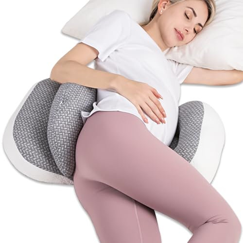 Chilling Home Pregnancy Pillows for Sleeping, Maternity Pillow for Belly, Adjustable and Portable Maternity Body Pillows for adults with Breathable Cover(Grey)