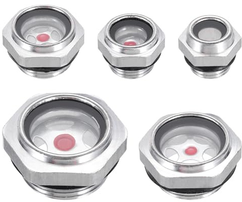 PATIKIL 5pz Olio Mirino Vetro 1/4 3/8 1/2 3/4 1 Maschio Filettatura | Olio Liquido Livello Indicatore Olio Indicatore, per Pompa Aria Compressore Raccordi, Lega