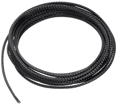 sourcing map 10 Ft - 1/8 Inch Expandable Braided Cable Sleeving, PET Cable Management Wire Sleeve Cord Protector, Wire Wrap Loom Tube for TV Computer Audio, Office Home Devices, Black