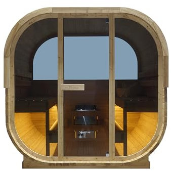 SANOTECHNIK HANKO - sauna esterna e cabina a infrarossi per 6 persone 210 × 180 × 210 cm, forno Harvia 8 kW, legno di abete rosso, vetro ESG - Art. n. F60180