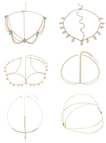 KGDUYC 6 Stück Kopfschmuck, Boho Stirnband Kopf Perle Quaste Kette Gold Kopf Kette Schmuck Haarband Gold Kopfkette für Frauen und Mädchen - 6 Stile