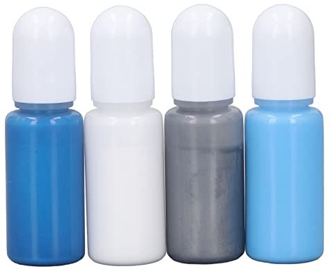 Harzpigment, 4 Farben, hochkonzentrierter farbiger UV-Farbstoff für Kunstharz-Schmuckherstellungsset, Bastelset, 9 Weiß, Silber, Grau, Gold, Schwarz (Set 6)