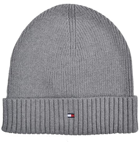 Tommy Hilfiger Strickmütze Mütze Cotton Cashmere Beanie Baumwolle Kaschmir Grau One Size