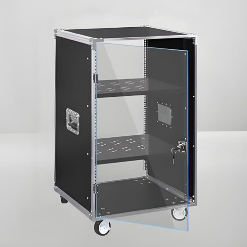 YQMHEZ HiFi Rack, transparente Acryltür mit Schloss, Audio Rack HiFi Regal, Phonoschrank mit reichlich Stauraum, offener, Stabiler Stereo-Schrankturm for Wohnen, Gaming, Aufnahmeraum(Silver,2 Tier)