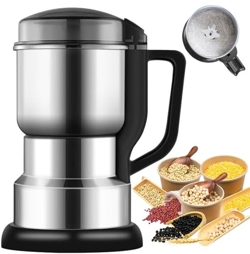 Moulin à café électrique 400 W, Machine multifonctionnelle en Acier Inoxydable, Petite rectifieuse de Poudre Domestique, capacité de 500 g, pour Grains de café, Noix, Herbes, céréales