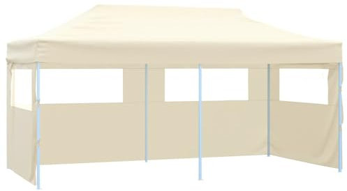 Xichuzi Profi-Partyzelt Faltbar mit 4 Seitenwänden, Festzelt, Pavillion, Bierzelt, Garten Party Zelt, Gartenzelt, Grillpavillon, 3×6m Stahl Creme