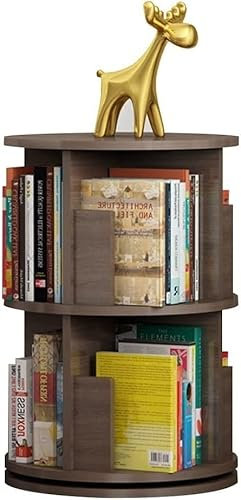 RKJDMSWJ Bookshelf,Wood Color 360° Creative Rotating Bookshelf, Simple Wood Floor Multi Store Books Tower for Home & Office Use
