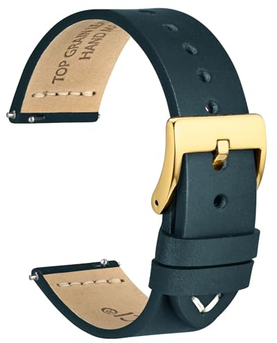 WOCCI 20mm Antico Cinturino per Orologio da Uomo, Pelle di Sella, Fibbia Oro (Blu Retro)