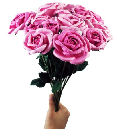 KADADSA Handmade Paper Rose Bouquet with Delicate Pink Artificial Flowers Long-Lasting Decorative Floral Arrangement Sustainable Gift for Any Occasion