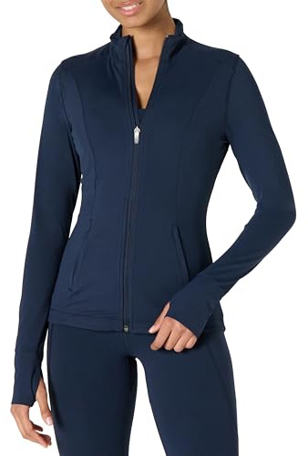 Amazon Essentials Giacca Tecnica in FormFlex Morbidissimo, con Zip Integrale, Vestibilità Aderente Donna, Blu Marino, XXL