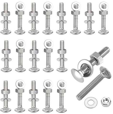 20 Stück Schlossschrauben M6 x 80, Torbandschrauben mit Muttern und Unterlegscheiben Schlossschrauben Set Geeignet für Heimdekoration Industriebau