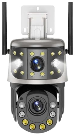 VEKELETE Telecamera IP Wi-Fi da Esterno con Zoom Ottico 50X da 8 MP, Telecamera PTZ a Doppio Schermo, rilevamento Umano, videosorveglianza 4K, telecamere di Sicurezza(A/U,30X Camera ADD 32G)