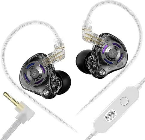 LINSOUL KZ Gale In-Ear-Monitore,Super-Linearer Dynamischer Treiber IEM,Ultra-ansprechender Bass Hi-Fi Gaming-Kopfhörer mit Versenktes 2Pin-Kabel für Audiophile(Mit Mikrofon 3,5mm,Schwarz)
