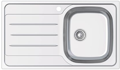 Edesa Fregadero Cocina Escurridor Izquierda 1 Seno VELETA SE 86x50 cm Sobre Encimera Profundidad 18cm Base Fonoabsorbente Instalación en Mueble de 50 cm Accesorios Incluidos Color Gris A. Inoxidable