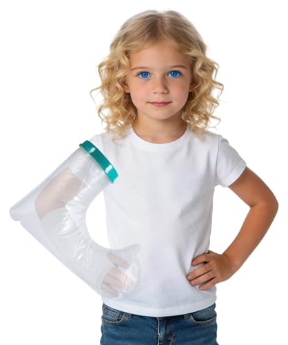 TJHDSF Duschschutz Handschuhe,Wasserdicht GipsBinden,Protector de escayola impermeable brazo niño,Protector de ducha reutilizable,Protector impermeable de silicona para brazos con yeso - Niños