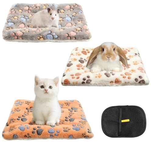 KASURE 3 Stück Kleintier Bettmatte Meerschweinchen Bett ca.33 x 26 cm Haustierunterlage Geeignet für Meerschweinchen,Kaninchen, Eichhörnchen, Hamster usw