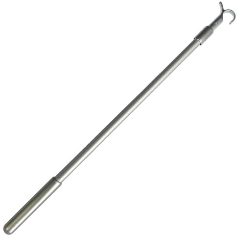 Telescopic Aluminum Window Pole Opener ，Window Opener 24 Inch Loft Ladder Pole with Hook Easy to Use for Replacement Home and Office Broken Pole Hook Window Shutter Vertical Blinds Control