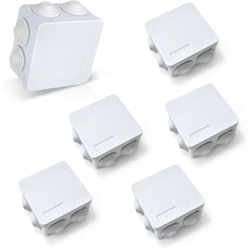 Brvozify 6 piezas caja de derivación impermeable ip55 de superficie, caja estanca exterior para cables 85 x 85 x 50mm, instalación en interior exterior, para exterior iluminación cable de conexión