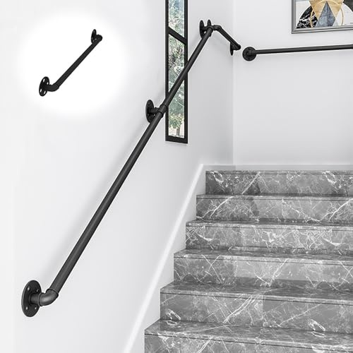 Outdoor Hand Ra for Steps Wall-Mounted Grab Bars for Indoor Stairs & Bathroom Black Stair Railing for Porch & Safety (100cm/39.3in)