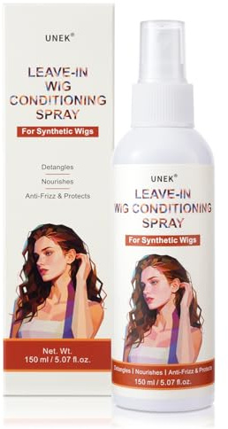 UNEK Spray de cuidado para pelucas sintéticas – Desenredo instantáneo y control del encrespamiento, refresco rápido en cualquier momento, fácil cuidado sin enjuagar, 150 ml