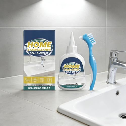 Home Stain Cleaner Gel, Tiefenreinigungslösung mit Bürste, Waschmaschine Gummi Reiniger, für schwarze Waschmaschine, Küche, Badezimmer, Waschbecken, Fliesen, Fugen, Flecken