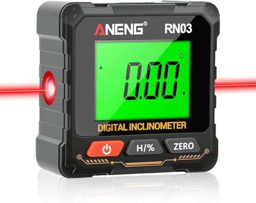 diymore Goniometro digitale laser, livella magnetica su 4 lati, inclinometro digitale con display LCD, interfaccia di tipo C, impermeabile IP54, per lavori di legno e progetti di costruzione