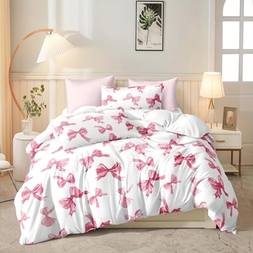 PNHCL Housse de Couette 140x200 cm 1 Personne, Housse de Couette Imprimé Nœud Réversible Microfibre, Parure de Lit Impression 3D Linge de Lit Fermeture éclair avec 2 Taie d'oreiller 65x65 Cm -BT1