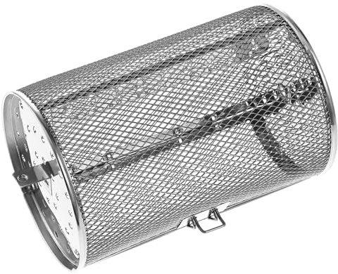 Beavorty Stainless Steel Rotisserie Grill Basket Cage 140x250mm for Air Fryer Oven, Rotary Grill Drum Basket for Barbecue and Outdoor Cooking Accessories