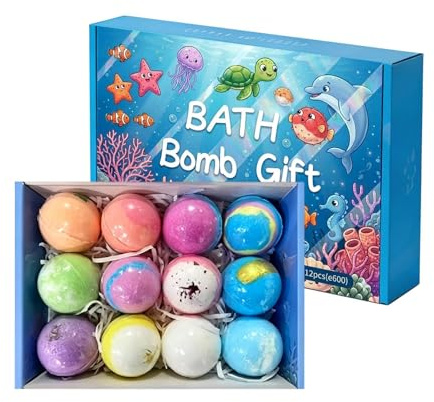 Boule de Bain Enfant de Bain Moussant 12 Pièces avec Surprise | Coffret Naturel Pour Garçons Filles Temps en Jardin Piscine Maison x d'Eau Natation