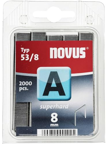Novus Feindrahtklammern 8 mm, 2000 Klammern vom Typ A 53/8, Heftmittel für Stoffe, Textilien und Drahtgeflecht