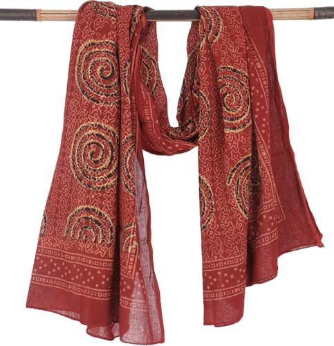 Guru-Shop, Panno Sottile, Pareo, Appeso al Muro, Gonna a Portafoglio, Abito da Sarong, Rosso Combinazione 23, Cotone, Dimensione Indumenti:One Size, 180x110 cm, Panni Stampati