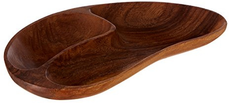 Premier Housewares - Fuente para Servir con 2 Secciones (Madera, 3 x 32 x 20 cm) - Madera Acacia