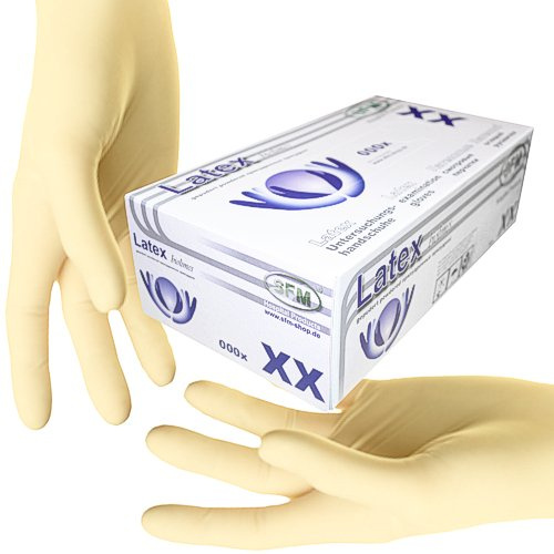 SFM ® BIOLIMES Latex : XS, S, M, L, XL weiß gepudert glatt Einweghandschuhe Einmalhandschuhe Untersuchungshandschuhe Latexhandschuhe XL (90)