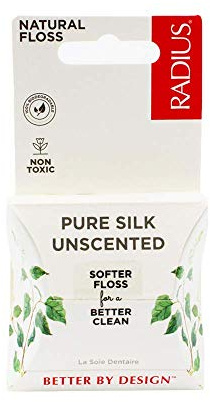 RADIUS Filo interdentale naturale, pura seta, inodore, 33 yds (30 m)