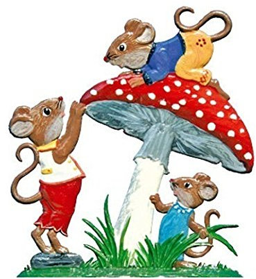 Wilhelm Schweizer Mausespiel am Pilz, Standfigur aus Zinnlegierung
