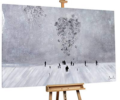 KunstLoft® XXL Gemälde 'Schattenwelt' 180x120cm | original handgemalte Bilder | Modern Schatten Grau Silber | Leinwand-Bild Ölgemälde einteilig groß | Modernes Kunst Ölbild