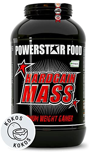 Powerstar HARDGAIN MASS 3600 g Coconut - Weight Gainer Shake mit Kreatin | Für Masse Kraft und schnellen Muskelaufbau - ohne Zucker-Zusatz - Weightgainer Kokos-Geschmack - Deutsche Herstellung