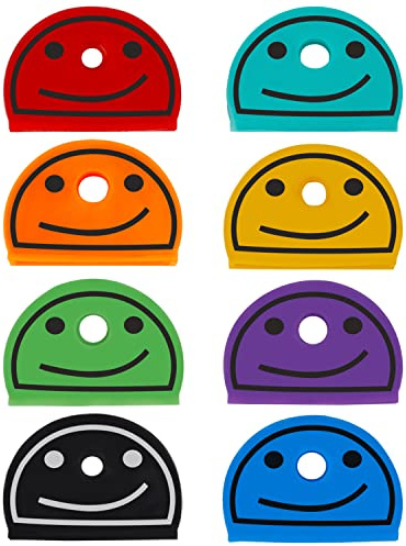 Uniclife Lot de 24 caches de clés en forme de visage souriant en 8 couleurs assorties pour étiquettes de clés de maison