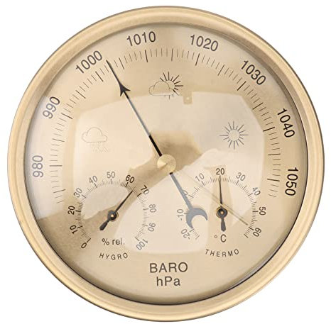 VOSAREA Wetterstation analog: 3 in 1 Barometer, Thermometer und Hygrometer für innen und außen - Ø 13 cm Retro Barometer analog für Klimakontrolle Luftüberwachung