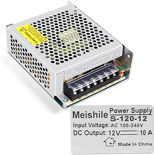 MEISHILE 12V 10A 120W DC Netzteil AC-DC 12Volt Transformator Industriell Adapter Trafo 0-8A 6A 5A LED Lichtleiste Lampe DVR CCTV Kamera Zähler Elektrisch Motor Videoüberwachung 220v 230v