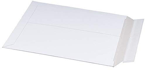 KK Verpackungen® Versandtasche aus Vollpappe für DIN A3 | 100 Stück, 309x447x30mm, Versandverpackung mit Selbstklebeverschluss | Stabile Versandverpackung für flachliegende Gegenstände in Weiß