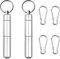 Lot de 2 porte-cure-dents en aluminium avec 4 porte-clés, poche en alliage portable, boîte étanche, pilule en métal, cure-dents et boucles pour pique-nique de voyage et camping, 3 x 0,6 pouces, argent