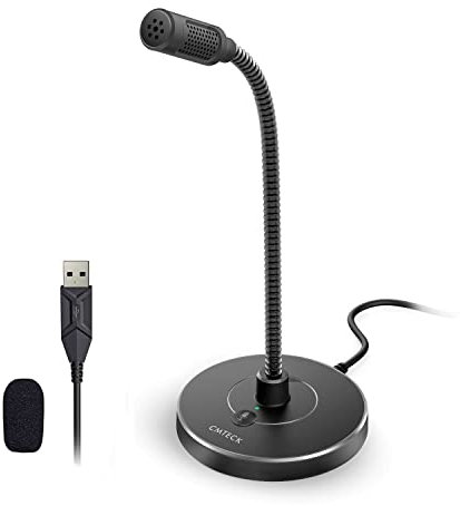 CMTECK Microphone USB G009 pour ordinateur de bureau avec suppression du bruit pour PC/ordinateur portable pour discuter en ligne, home studio, podcasting, jeux, Skype, YouTube avec fonction muet