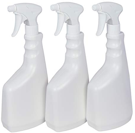 Super Net Cali Botella pulverizador vaporizador de plástico. 750 ml. Spray rellenable para jardín, Limpieza, Industria, hogar y Profesional. Resistente Productos químicos. (3 Unidades, Blanco)