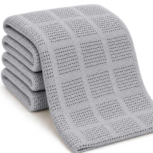 DUDU N GIRLIE Coperta per lettino, 100% puro cotone, extra morbida, per bambini, per tutte le stagioni, da viaggio, per lettino, (100 x 150 cm, grigio)