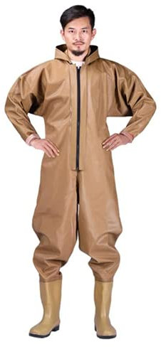 QTDZ Ganze Körper Waten Hosen mit Kapuze Overalls Angeln Kleidung Anti-Tragen wasserdichte Jagd Waders Hosen 37-47 Gummi Stiefel Männer Frauen Anglerhose,A,41 EU